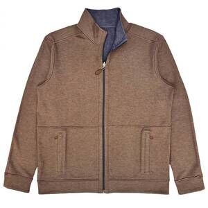 NEW BATTON men's kaiman reversible full zip jacket with pockets in navy/pecan